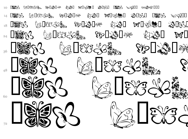 KR Butterflies font waterfall